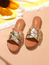 GNIST Comfy Strappy Slip on Gold Flats
